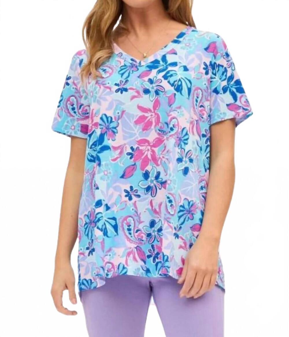 NEW DEAR SCARLETT floral top in blue and mauve
